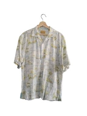 TOMMY BAHAMA 100% Linen Tropical Camp Button Up Shirt Mens M Hawaiian Resortwear